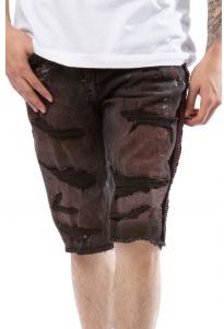 Rhinestone Striped Denim Shorts