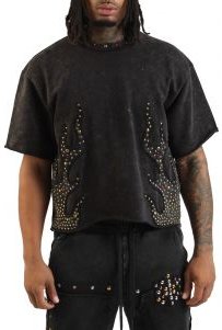 Fire Studded Crop T-Shirt 