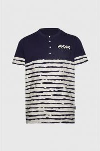 Striped Waves Henley Pocket Tee