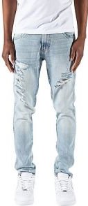 Light Stonewashed Ripped Tapered Jeans