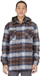 REYNA Men's Oversize Heavy Flannel Outer Shirket with detachable Cire Hoodie