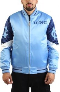 NCAA North Carolina Tar Heels Light Blue Carolina Blue Throwback Vintage Heavyweight Satin Full-Zip Jacket