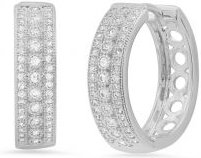 Steeltime 18K Gold Plated Brass Huggie Earrings with Simulated Diamonds