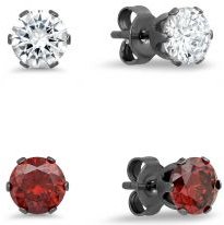 Crystal + Ruby CZ Stud Set