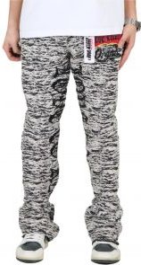 KIRK Men's premium jacquard pattern stack fit denim pant