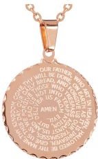 Ladies 18kt Rose Gold Plated Stainless Steel English Prayer Pendant