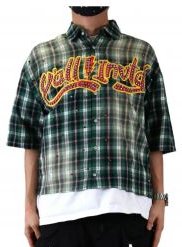 RAZE Washed Flannel Crop Top Button Down Shirt