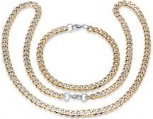 Two Tone Cuban Link Necklace + Bracelet Set