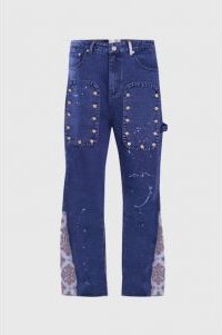 Tapestry Pattern Flared Denim Jeans
