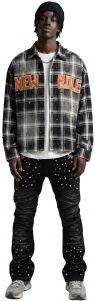 UMBRO Long Sleeve Washed Flannel Crop Top Button Down Shirt