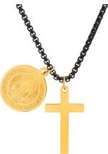 St. Benedict Double Pendant Cross Necklace
