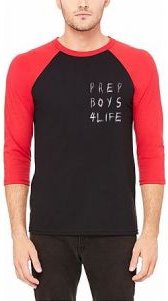 The Prep Coterie Prep Boys 4 Life Raglan T Shirt in Black and Red