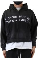 GLENN French Terry Long Sleeve Crop Top Full Zip Hoodie