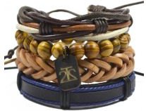 4 Pack Brown and Blue Variety Bracelet Set