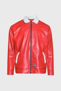 Zip up Waxed Leather Big Paisley Blouson Jacket