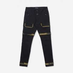 Strapped Up Slim Jet Black Denim Olive Straps