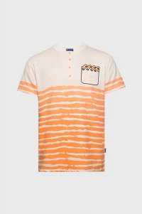 Striped Waves Henley Pocket Tee