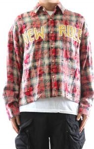 OBLIVION Long Sleeve Washed Flannel Crop Top Button Down Shirt