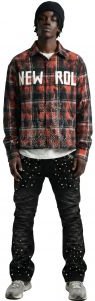 VERIN Heavy Flannel Crop Top Button Down Shirt
