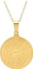 Ladies 18kt Gold Plated Our Father English Prayer Round Reversible Pendant