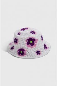 Opium Poppy Flower Crochet Bucket Hat