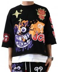 TROY SN/ Jersey 3/4 Sleeve Crop Top Tee