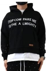 KARAN French Terry Long Sleeve Crop Top Full Zip Hoodie