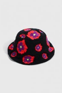 Opium Poppy Flower Crochet Bucket Hat