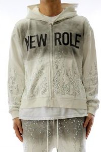 SMUDGE French Terry Long Sleeve Crop Top Full Zip Hoodie