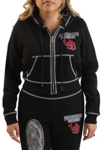 True Religion X Bella Dona Crystal Shrunken Zip Hoodie