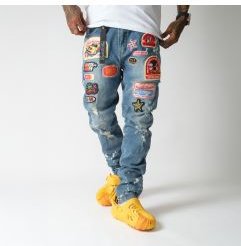 On 1 Patch Denim Jeans Blue