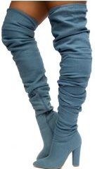 Madam-18 Thigh High Denim Boots