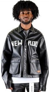 DRAKON Faux Leather Crop Top Jacket