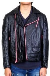 Joe Graphic Printed on back Black Faux leather Biker Jacket
