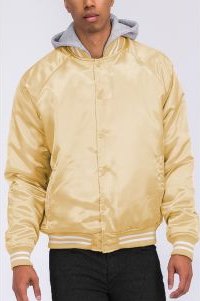 Satin Hooded Varsity Jacket