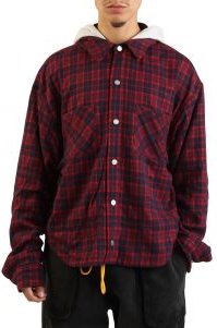 Eagle Hooded Plaid Snap-Up Flannel Shirt Jacket