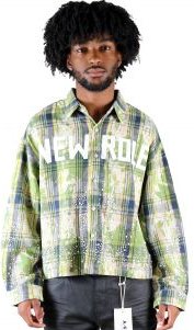 QUARTZ Heavy Flannel Crop Top Button Down Shirt