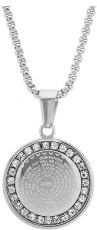 Our Father Prayer Round Pendant With Simulated Diamonds