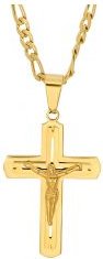Crucifix Pendant on Figaro Chain