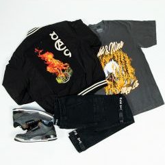 Burning Time Bomber Jacket Black