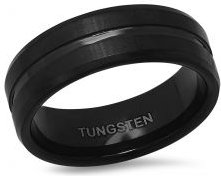 Black Ion Plated Tungsten Striped Ring Band