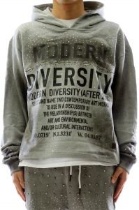 OBSIDIAN French Terry Long Sleeve Crop Top Pullover Hoodie