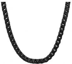 Accent Cut Black Ion Box Chain Link Necklace