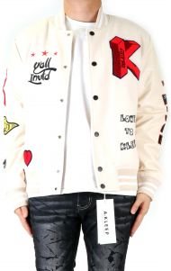 VUE Men's Melton Body with Faux Leather Sleeve Varsity Jacket