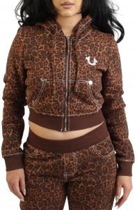 LEOPARD CRYSTAL BIG T SHRUNKEN HOODIE