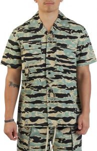 Tiger Camo Woven Button Down Shirt 