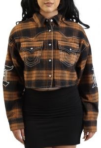 Big T Cropped Flannel Shacket 