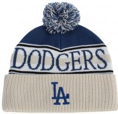 MLB Los Angeles Dodgers Tan Cooperstown Cuffed Knit Hat with Pom