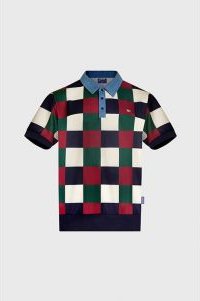 Denim Collar Checkered Polo