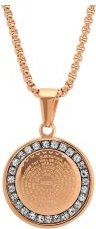 Our Father Prayer Round Pendant With Simulated Diamonds